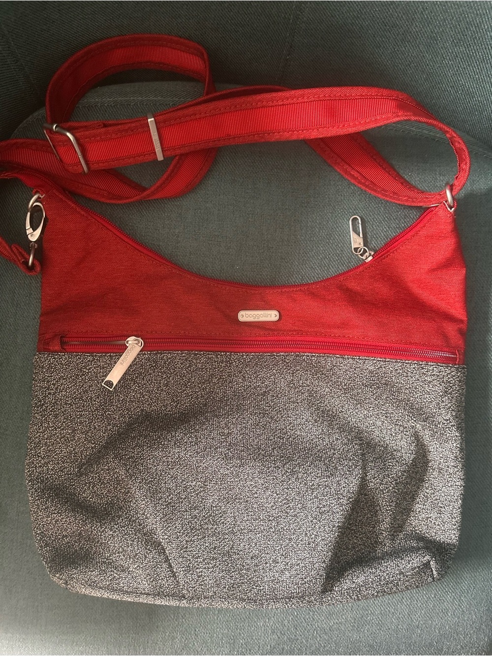 Baggallini Red and Gray Crossbody Shoulder Bag